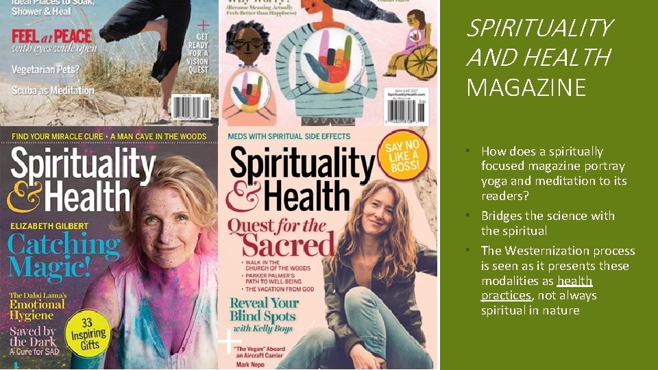 SPIRITUALITY AND HEALTH MAGAZINE • How does a spiritually focused magazine portray yoga and