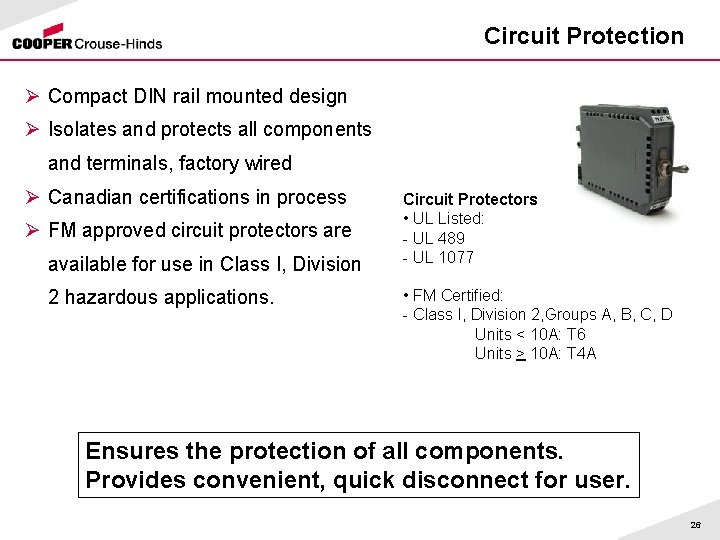 Circuit Protection Ø Compact DIN rail mounted design Ø Isolates and protects all components