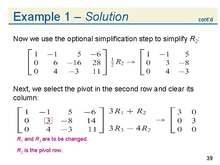 Example 1 – Solution cont’d Now we use the optional simplification step to simplify