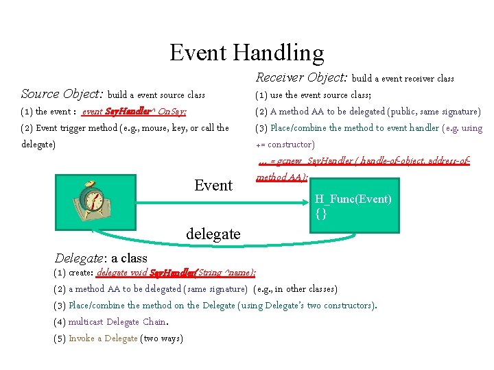 Event Handling Source Object: build a event source class (1) the event : event