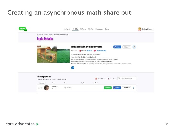 Creating an asynchronous math share out 16 