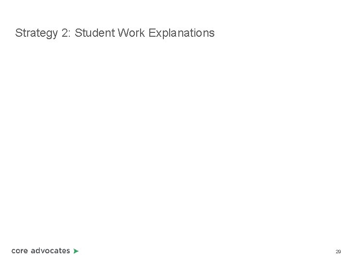 Strategy 2: Student Work Explanations 29 