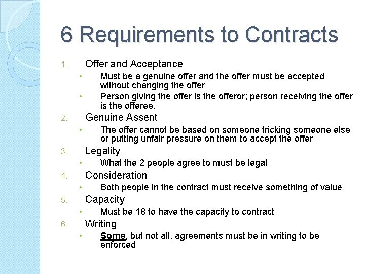 Offer Requirements Offer and Acceptance Section 6 1 What is