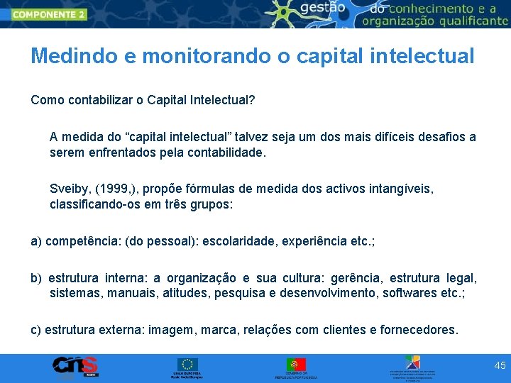 Medindo e monitorando o capital intelectual Como contabilizar o Capital Intelectual? A medida do