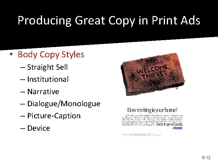 Producing Great Copy in Print Ads • Body Copy Styles – Straight Sell – Producing Great Copy in Print Ads • Body Copy Styles – Straight Sell –