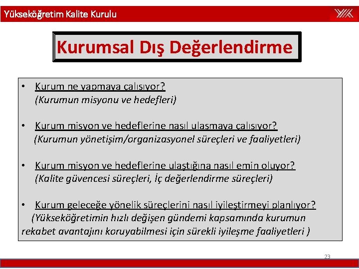 Yükseköğretim Kalite Kurulu Kurumsal Dış Değerlendirme • Kurum ne yapmaya çalışıyor? (Kurumun misyonu ve Yükseköğretim Kalite Kurulu Kurumsal Dış Değerlendirme • Kurum ne yapmaya çalışıyor? (Kurumun misyonu ve