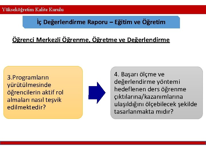 Yükseköğretim Kalite Kurulu İç Değerlendirme Raporu – Eğitim ve Öğretim Öğrenci Merkezli Öğrenme, Öğretme