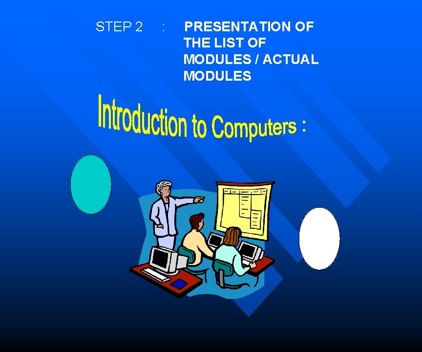  STEP 2 : PRESENTATION OF THE LIST OF MODULES / ACTUAL MODULES 