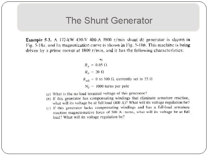 The Shunt Generator 