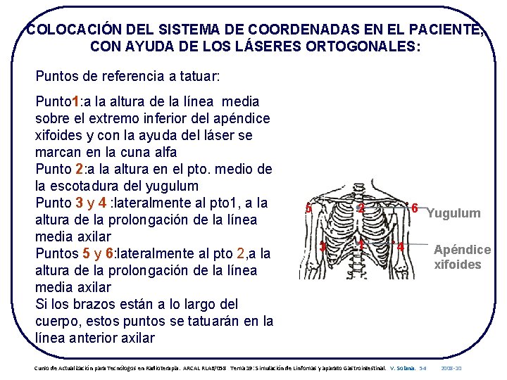 COLOCACIÓN DEL SISTEMA DE COORDENADAS EN EL PACIENTE, CON AYUDA DE LOS LÁSERES ORTOGONALES: