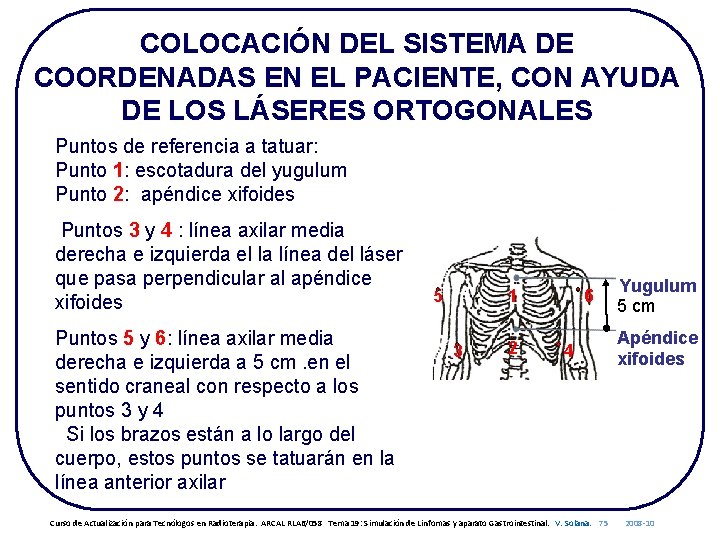 COLOCACIÓN DEL SISTEMA DE COORDENADAS EN EL PACIENTE, CON AYUDA DE LOS LÁSERES ORTOGONALES