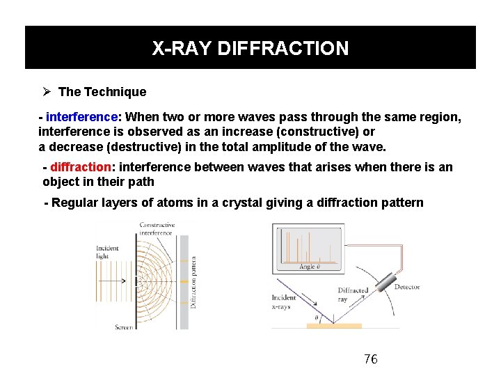 X-RAY DIFFRACTION Ø The Technique - interference: When two or more waves pass through