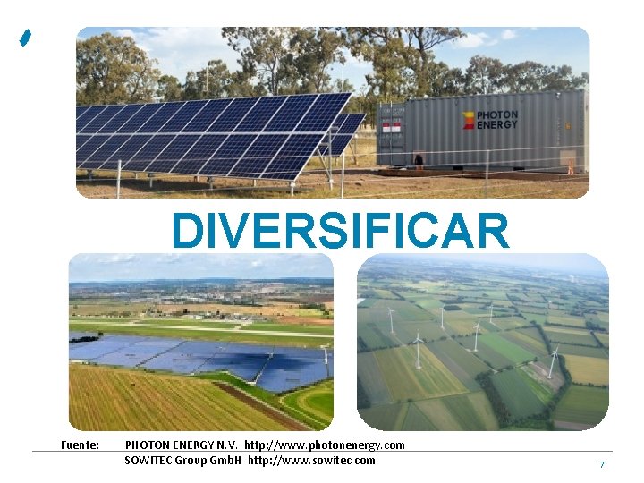 DIVERSIFICAR Fuente: PHOTON ENERGY N. V. http: //www. photonenergy. com SOWITEC Group Gmb. H