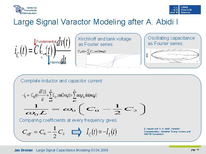 Institut für Theoretische Elektrotechnik Large Signal Varactor Modeling after A. Abidi I Fundamental Kirchhoff