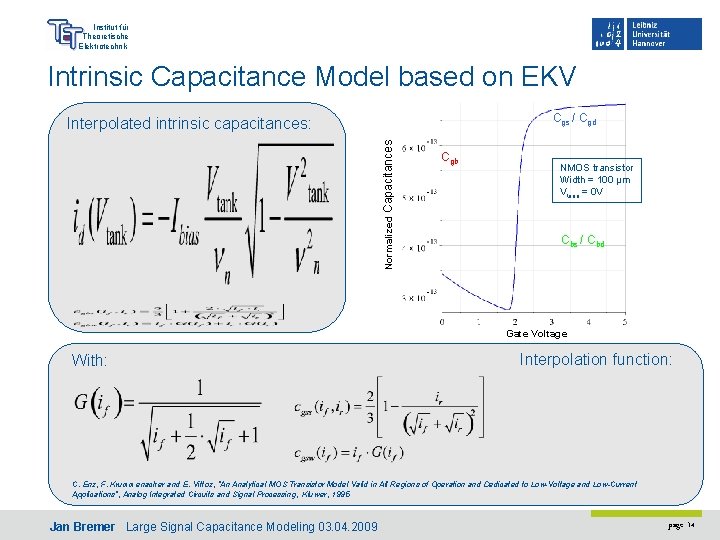 Institut für Theoretische Elektrotechnik Intrinsic Capacitance Model based on EKV Cgs / Cgd Normalized