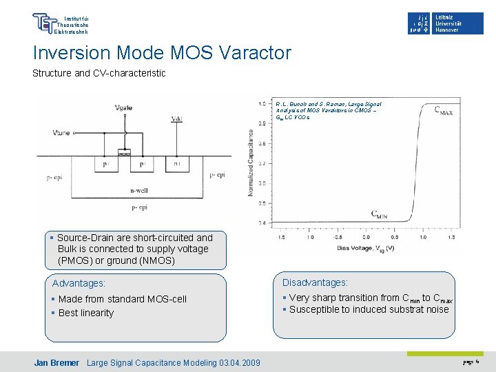 Institut für Theoretische Elektrotechnik Inversion Mode MOS Varactor Structure and CV-characteristic R. L. Bunch