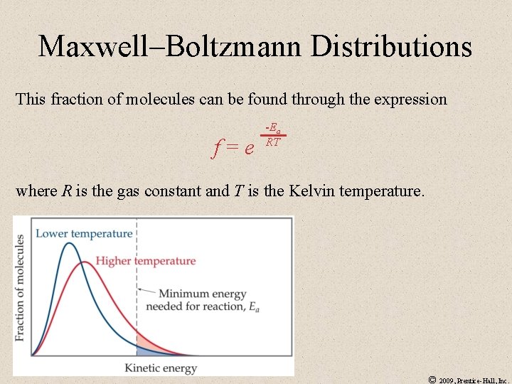 Maxwell–Boltzmann Distributions This fraction of molecules can be found through the expression f=e -E
