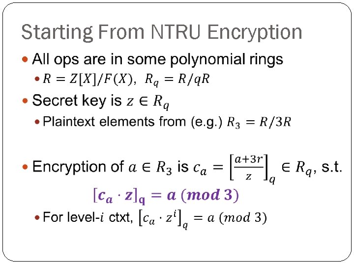 Starting From NTRU Encryption 