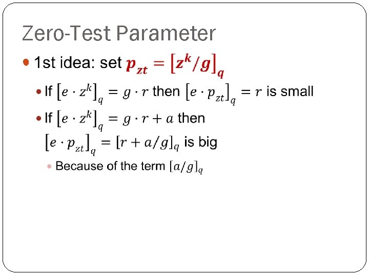 Zero-Test Parameter 