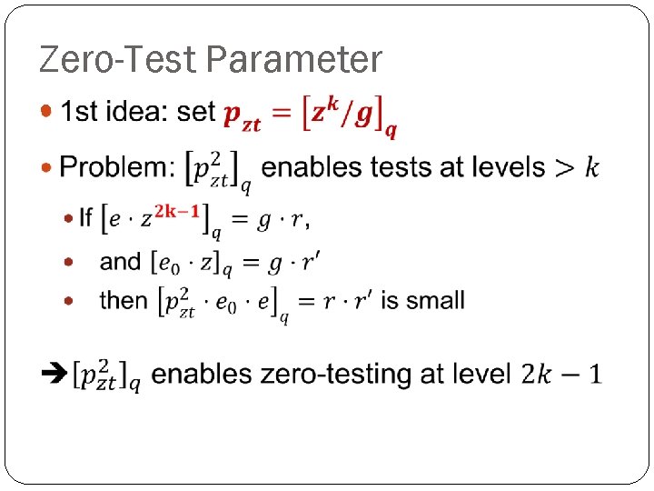 Zero-Test Parameter 