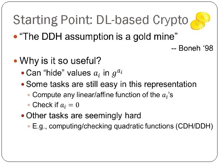Starting Point: DL-based Crypto 