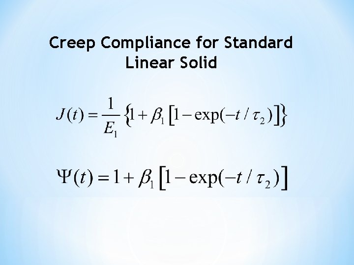 Creep Compliance for Standard Linear Solid 