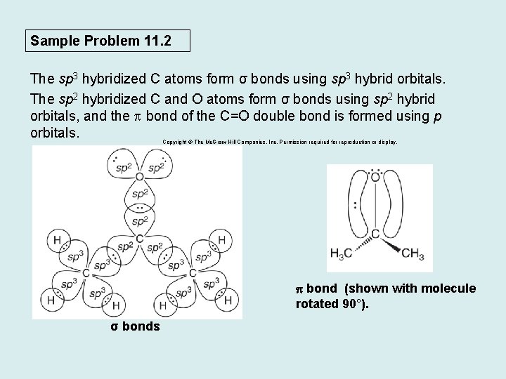 Sample Problem 11. 2 The sp 3 hybridized C atoms form σ bonds using