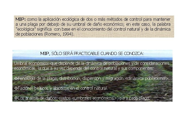 MIP: como la aplicación ecológica de dos o más métodos de control para mantener