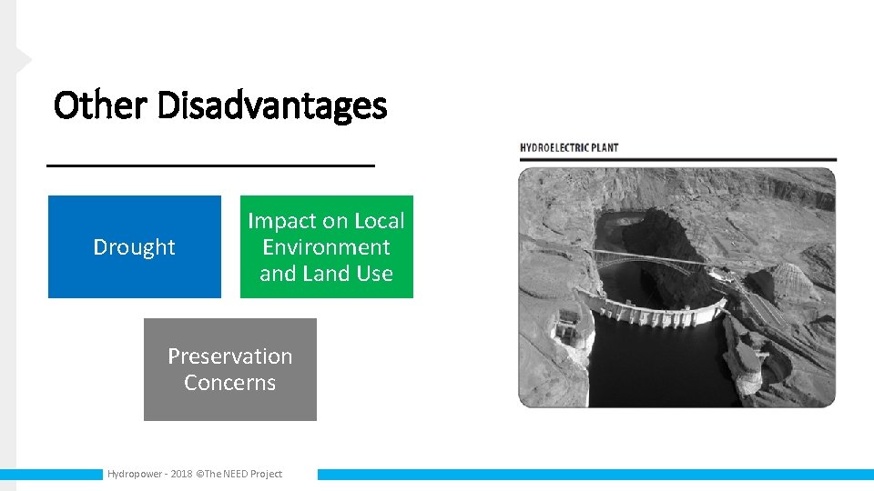 Other Disadvantages Drought Impact on Local Environment and Land Use Preservation Concerns Hydropower -