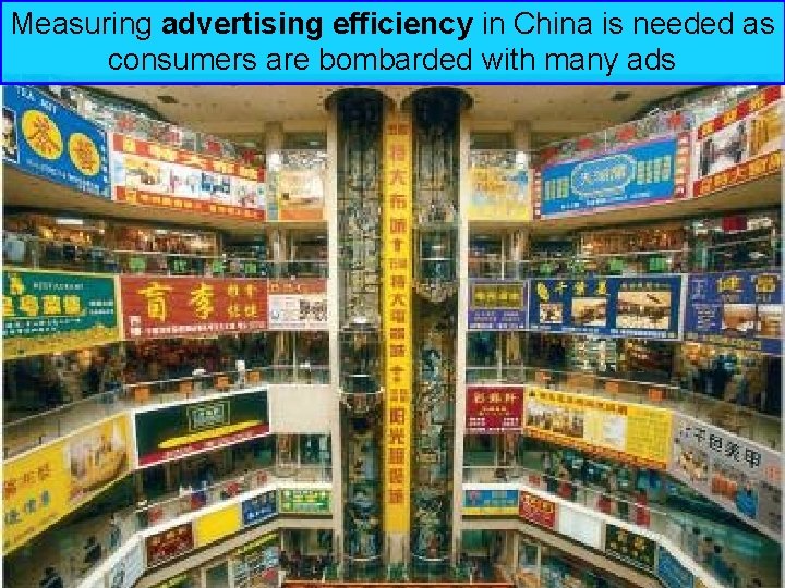 Measuring advertising efficiency in China is needed as consumers are bombarded with many ads