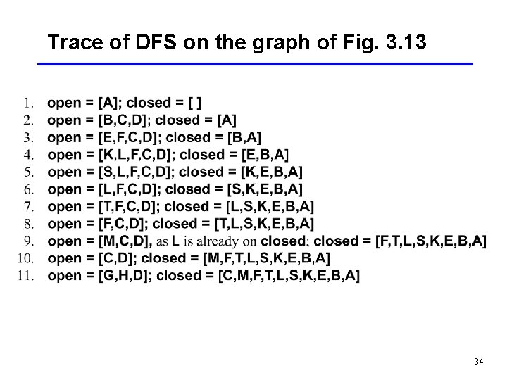 Trace of DFS on the graph of Fig. 3. 13 34 