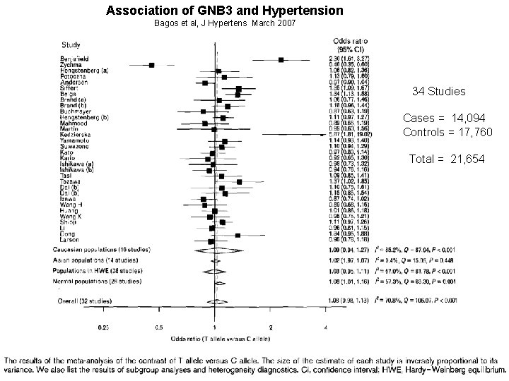 Association of GNB 3 and Hypertension Bagos et al, J Hypertens March 2007 34