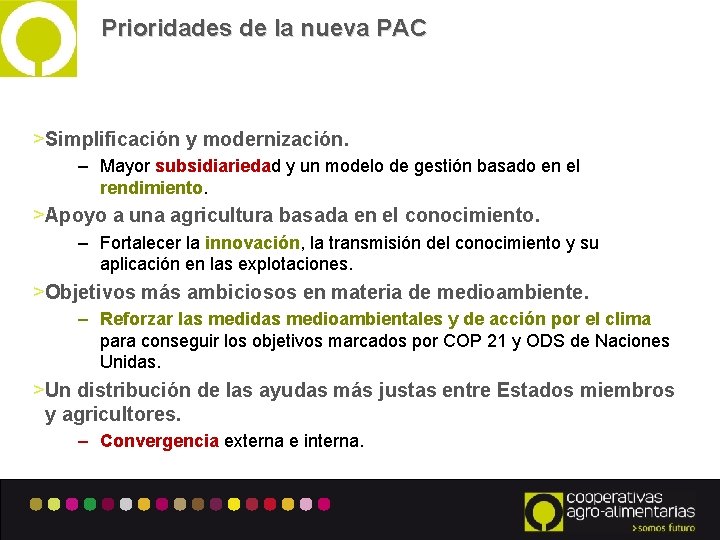 Prioridades de la nueva PAC >Simplificación y modernización. – Mayor subsidiariedad y un modelo