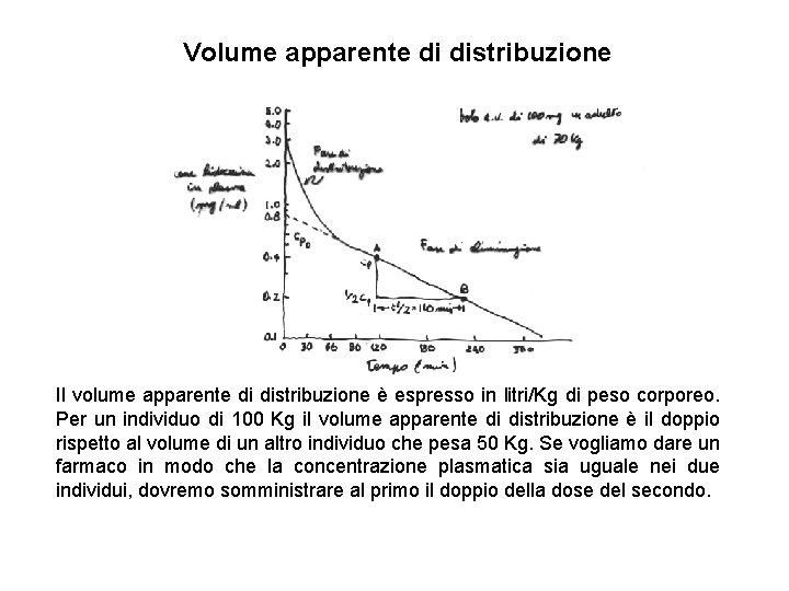 Volume apparente di distribuzione Il volume apparente di distribuzione è espresso in litri/Kg di