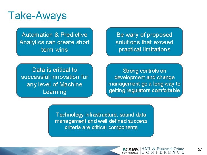 Take-Aways Automation & Predictive Analytics can create short term wins Be wary of proposed