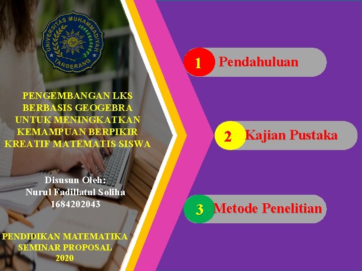 1 Pendahuluan PENGEMBANGAN LKS BERBASIS GEOGEBRA UNTUK MENINGKATKAN KEMAMPUAN BERPIKIR KREATIF MATEMATIS SISWA Disusun