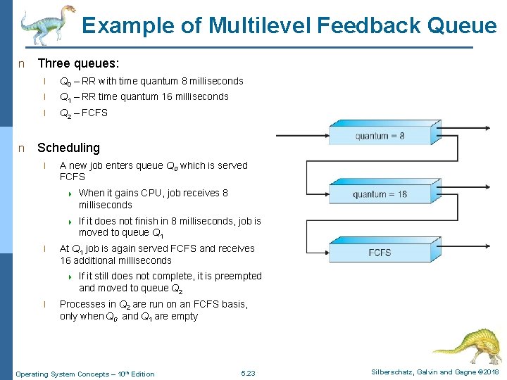 Example of Multilevel Feedback Queue n n Three queues: l Q 0 – RR