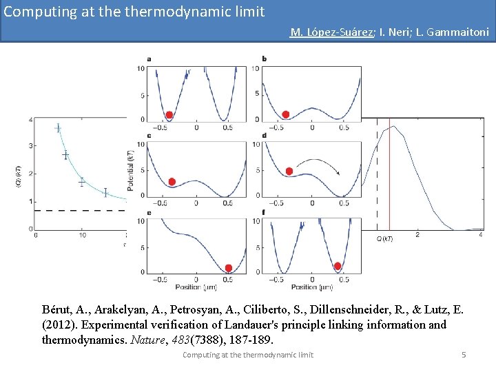 Computing at thermodynamic limit M. López-Suárez; I. Neri; L. Gammaitoni Bérut, A. , Arakelyan,