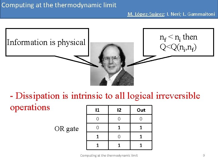 Computing at thermodynamic limit M. López-Suárez; I. Neri; L. Gammaitoni nf < ni then