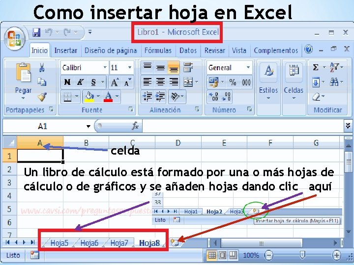 Como insertar hoja en Excel celda Un libro de cálculo está formado por una