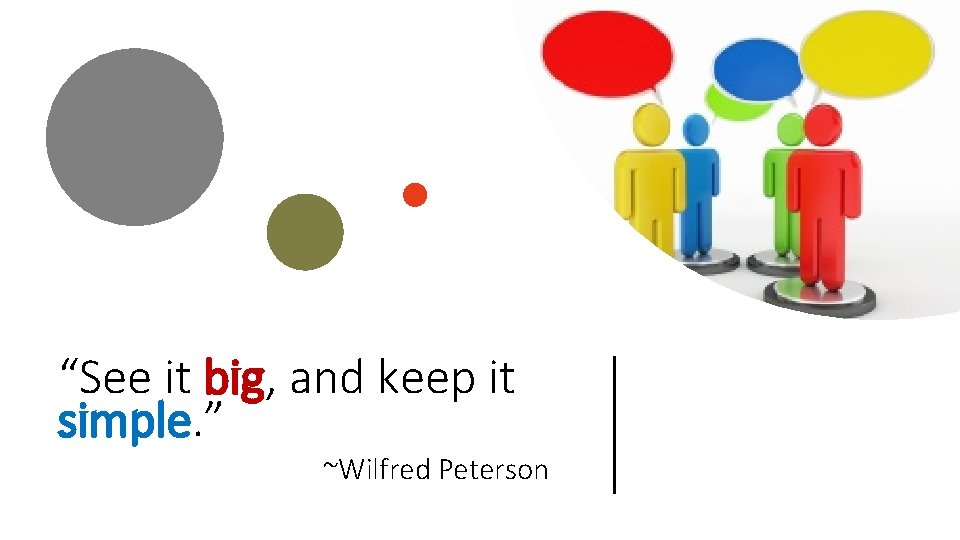 “See it big, and keep it simple. ” ~Wilfred Peterson 