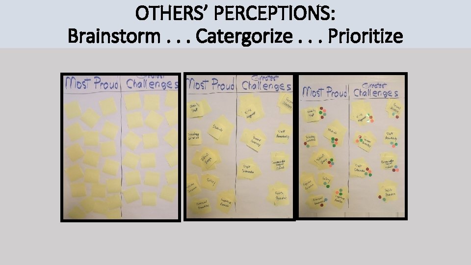 OTHERS’ PERCEPTIONS: Brainstorm. . . Catergorize. . . Prioritize 