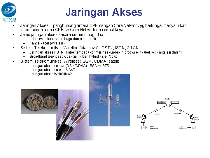 Jaringan Akses • • Jaringan Akses = penghubung antara CPE dengan Core Network yg