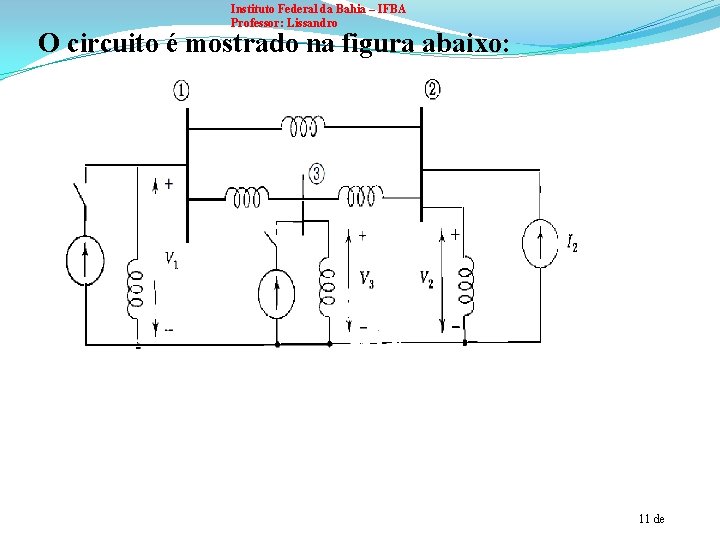 Instituto Federal da Bahia – IFBA Professor: Lissandro O circuito é mostrado na figura