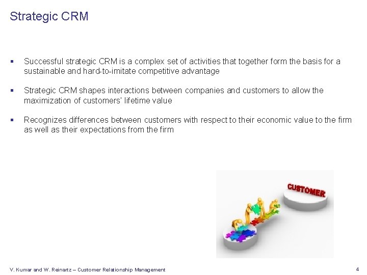 Strategic CRM § Successful strategic CRM is a complex set of activities that together