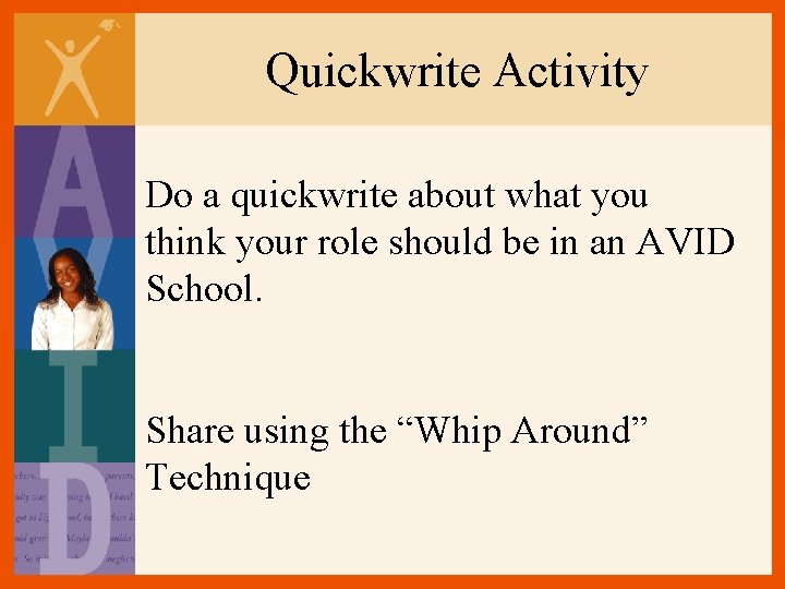 Quickwrite Activity Do a quickwrite about what you think your role should be in Quickwrite Activity Do a quickwrite about what you think your role should be in