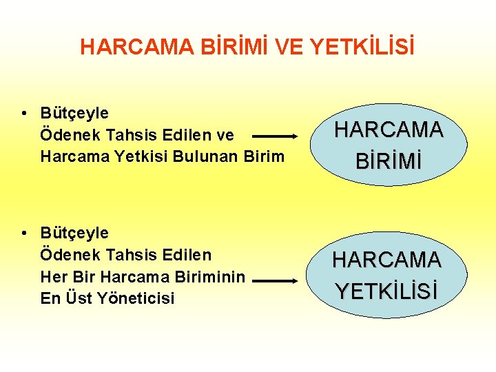 HARCAMA BİRİMİ VE YETKİLİSİ • Bütçeyle Ödenek Tahsis Edilen ve Harcama Yetkisi Bulunan Birim