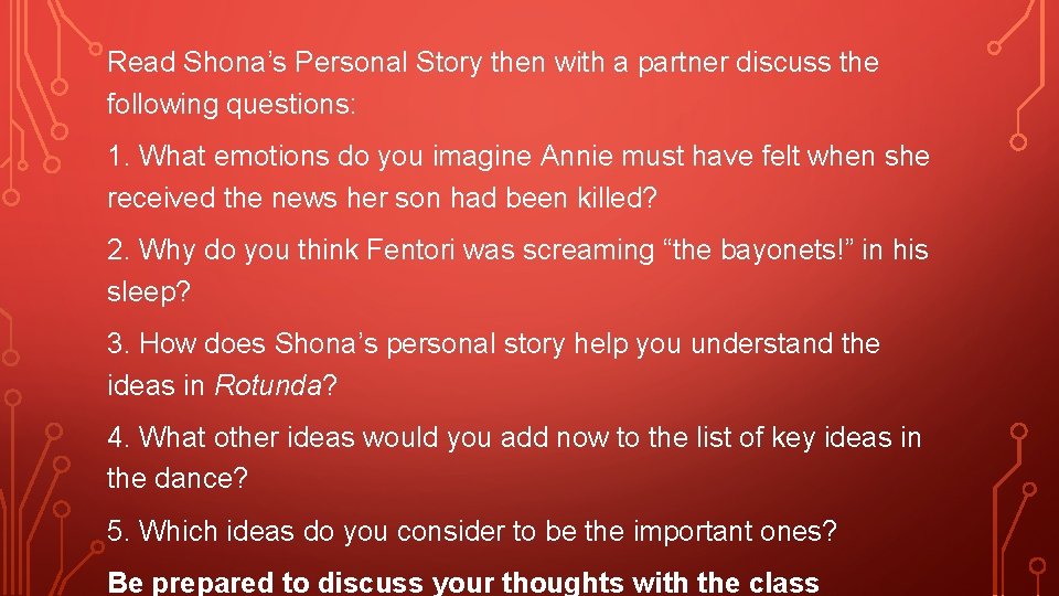Read Shona’s Personal Story then with a partner discuss the following questions: 1. What Read Shona’s Personal Story then with a partner discuss the following questions: 1. What