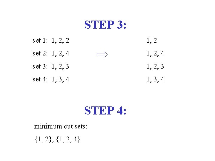 STEP 3: set 1: 1, 2, 2 1, 2 set 2: 1, 2, 4