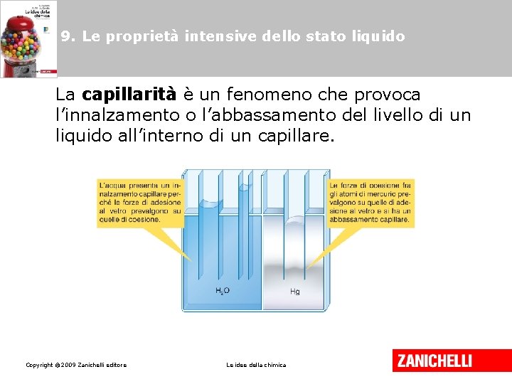 9. Le proprietà intensive dello stato liquido La capillarità è un fenomeno che provoca